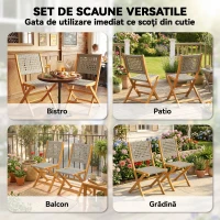 Outsunny Set de 2 Scaune de Grădină Pliabile din Lemn de Salcâm, Gri(m-8)
