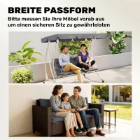 Outsunny Pernă de Grădină Modernă pentru Locuri de Ședere Exterioare cu 6 Curele, Pernă Exterioară Umplută cu Bumbac și Poliester, pentru Canapele, Balansoare, Bănci, 150x98x8 cm, Gri Închis(m-8)
