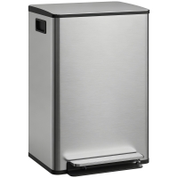 HOMCOM Poubelle cuisine 50L, poubelle à pédale, seau intérieur amovible, couvercle à fermeture douce, 41,7x36,6x62cm, argent