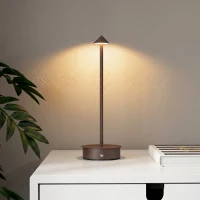 HOMCOM Lampă de Masă Touch Reîncărcabilă cu USB, Reglabilă 3000K/4500K/6000K, Autonomie 4-8 Ore, Cafeniu(m-7)