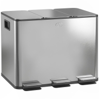 HOMCOM Bidone Immondizia a 3 Sezioni da 20L con Chiusura Silenziosa, in Acciaio Inox e PP, 61.9x36.6x56.7 cm