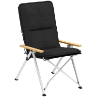 Outsunny Portable Camping Chair for Adults, High Back Folding Chair with Padded Seat and Carry Bag, Outdoor Recliner for Hiking, Fishing, Beach and Picnic, Black(m-1)