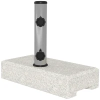 Outsunny Base per Ombrellone da Giardino 25kg per Pali da Ø32mm, Ø38mm e Ø48mm, in Granito e Acciaio Inox, 45x22.5x40 cm, Grigia(m-9)