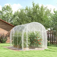 Outsunny Invernadero de Túnel 3x2x2 m con 2 Puertas Enrollables Estructura de Acero Galvanizado Cubierta PE Anti-UV Transparente(m-9)