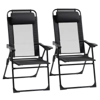 Outsunny Lot de 2 chaises de jardin set basic de 2 chaises pliantes chaise de camping chaise de balcon accoudoir(m-11)