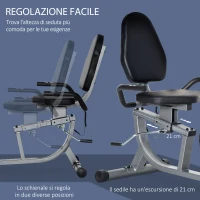 HOMCOM Cyclette Orizzontale Recumbent con 8 Livelli di Resistenza, Schermo LCD e Seduta Regolabile, 122-137x62x103 cm(m-6)