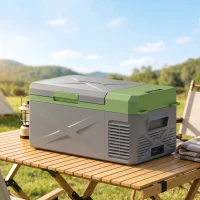 Outsunny Glacière électrique portable 16,3L, réfrigérateur de voiture portable congélateur et réfrigérateur 12/24V gris(m-9)