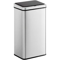HOMCOM Poubelle à Capteur de 50L, Couvercle à Fermeture en Douceur, Poubelle de Cuisine Automatique Acier Inoxydable, Argenté(m-11)