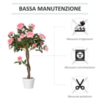 Outsunny Pianta Finta di Rosa da 21 Fiori con Vaso Riempito in Cemento e Muschio, Ø18x90 cm, Rosa(m-5)