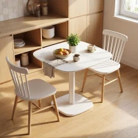 HOMCOM Table à manger pour 4 personne table de cuisine carrée style moderne avec plateau aspect bois, 70 x 70 cm, blanc(m-2)