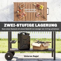 Outsunny Küchenwagen mit Rollen, Servierwagen, Rollwagen mit Haken, Getränkehalter, Metall, 97 x 51 x 83 cm Schwarz+Braun(m-5)