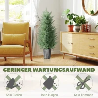 HOMCOM 2er Set Künstliche Zypressenbäume groß 90cm Kunstpflanze, Plastik Künstliche Pflanzen im Topf 15 x 15 x 90 cm Grün(m-5)