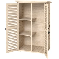 Outsunny Caseta de Jardín de Madera 75x50x118 cm Armario para Almacenaje de Herramientas con 2 Estantes y 2 Puertas Natural(m-11)