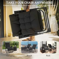 Outsunny 2 Piece Reclining Zero Gravity Sun Loungers with Cushions, Black(m-6)