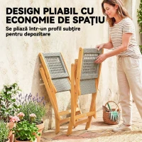 Outsunny Set de 2 Scaune de Grădină Pliabile din Lemn de Salcâm, Gri(m-4)