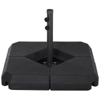 Outsunny Base de Parasol Pied de Parasol 4 Plaques Durable Acier HDPE - A remplir d'eau jusqu'à 60 kg ou de sable jusqu'à 72 kg - dim. 80 x 80 x 56 cm Noir(m-12)