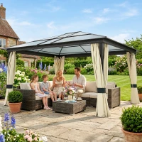 Outsunny Gazebo da Giardino in Alluminio con Tetto in PC, 430x360x265 cm(m-4)