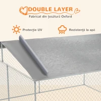 PawHut Țarc pentru Câini din Metal cu Acoperiș din Material Oxford și Ușă cu Închidere, 4x4x2,3m(m-5)