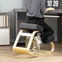 Vinsetto Sedia Inginocchiatoio Ergonomica in Legno di Betulla con Cuscino, 51x69x58 cm, Nero(m-10)