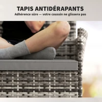 Outsunny Canapé de jardin 2 places en résine tressée avec coussins canapé d'extérieur avec accoudoirs 115 x 63 x 85 cm gris clair(m-7)