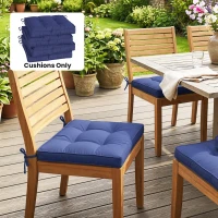 Outsunny Garden Seat Cushion with Ties, 42 x 42cm Replacement Dining Chair Seat Pad, Dark Blue(m-2)