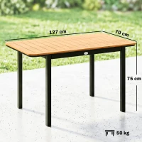 Outsunny Table de Jardin 6 Personnes Rectangulaire en Bois Composite Cadre en Métal et Plateau à Lattes 127x70cm Marron(m-3)