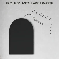 HOMCOM Specchio da Bagno ad Arco in Lega di Alluminio e Vetro 60x90 cm per Camera e Soggiorno, Nero(m-7)