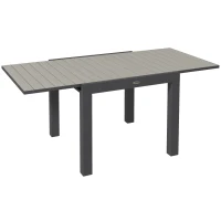 Outsunny Tavolo da Giardino Allungabile per 4-6 Persone con Piano a Doghe, in Alluminio, 81/162x80x75 cm, Grigio(m-1)