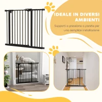 PawHut Cancellino per Cani Regolabile con Chiusura Automatica, in Acciaio e Plastica, 74-100x77 cm Nero(m-6)