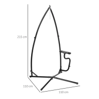 Outsunny Gestell für Hängesessel in X-Form Metall Ständer mit Federhaken Tablett Sockel bis 120kg Schwarz(m-3)