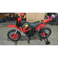AIYAPLAY Motocicletă Electrică Copii 12V cu 2 Roți Ajutătoare Detașabile, 2 Motoare, Suspensie Spate, Muzică, 3 km/h, 3-6 Ani, Roșu(m-1)