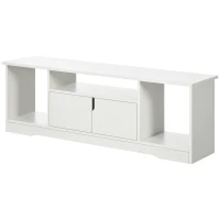 HOMCOM Mueble de TV para Televisor de hasta 42" Mesa para TV de Salón Moderna con Armario de Doble Puerta y 3 Compartimentos Abiertos 120x30x41cm Blanco(m-12)