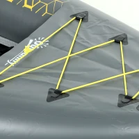 Outsunny 12.5' Inflatable Kayak Set, 2-person Sit on Canoe with Aluminium Oars, Grey and Yellow(m-13)