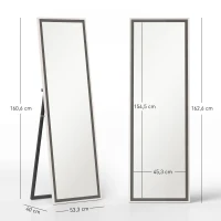 HOMCOM Ganzkörperspiegel, MDF-Rahmen, splitterfreie Folie, 162,6 x 53,3 cm, Grau(m-3)