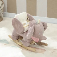 AIYAPLAY Schaukeltier, Elefant-Schaukel, interaktive Tiergeräusche, Holzrahmen, für Kinder 1,5-3 Jahre, 65 x 32 x 49 cm, Braun(m-8)