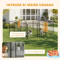 PawHut Țarc pentru câini cu 12 panouri modulabile de 80x100 cm, pliabil, cu ușă din oțel și 12 țăruși, gri(m-5)