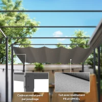 Outsunny Pergola Rétractable Coulissante 3 x 3 m tonnelle de Jardin à fixation magnétique Tissu Polyester Haute densité gris(m-6)