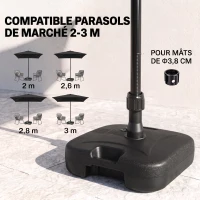 Outsunny Pied de parasol rond base de lestage parasol dim. 46L x 45l x 26H cm HDPE noir(m-5)