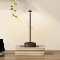 HOMCOM Lampă de Masă Touch Reîncărcabilă cu USB, Reglabilă 3000K/4500K/6000K, Autonomie 4-8 Ore, Cafeniu(m-2)