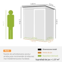 Outsunny Șopron de Grădină Metalic cu Ușă 163x90x179 cm Gri Închis(m-3)