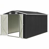 Outsunny 12 x 8 ft Garden Shed, Outdoor Storage Shed with 4 Vents and Lockable Double Doors, Dark Grey(m-15)