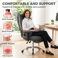 HOMCOM Executive Office Chair, Reclining Desk Chair with Footrest, Adjustable Armrests, Pet Friendly Faux Leather, Black(m-4)