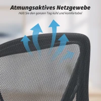 HOMCOM Fotel biurowy Ergonomiczny regulowany fotel biurkowy z podnoszonymi podłokietnikami, podparciem lędźwiowym, czarny(m-7)