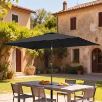 Outsunny Garden Parasol, Parasol Umbrella with Crank Handle, Tilt Function, Polyester Canopy, Black(m-10)