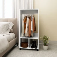 HOMCOM Kleiderschrank Garderobe,60 cm x 40 cm x 127 cm, 1 Kleiderstange, 2 Regale, Weiß(m-10)