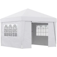 Outsunny Tonnelle de jardin pliante 3 x 3 x 2,75 m anti-UV 30 + avec fenêtres + parois latérales + sac de transport blanc(m-1)