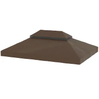 Outsunny Copertura per Gazebo da Giardino 3x4 m a 2 Livelli in Tessuto Oxford 600D con Fori di Drenaggio, Caffè(m-10)