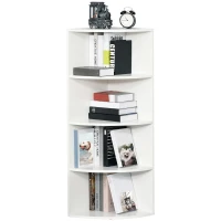 HOMCOM 4-Tier Corner Open Shelf Bookcase Fan Bookshelf Plants Stand Wood Freestanding Unit, 40x40x120cm, White(m-1)