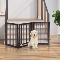 PawHut Barrière modulable pliable barrière de sécurité avec porte verrouillable intégrée dim. 155L x 35,5l x 76H cm MDF blanc(m-10)