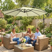 Outsunny 3m Overhanging Cantilever Parasol, with Cross Base - Beige(m-13)